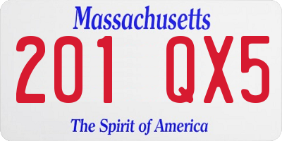MA license plate 201QX5