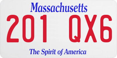 MA license plate 201QX6