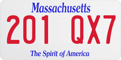 MA license plate 201QX7