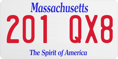 MA license plate 201QX8