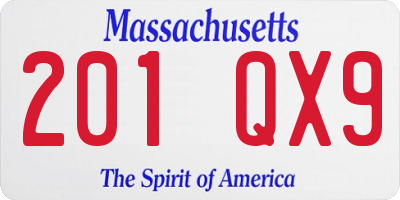 MA license plate 201QX9