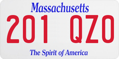 MA license plate 201QZ0