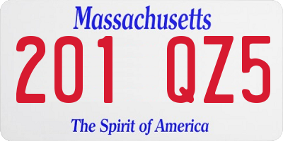 MA license plate 201QZ5