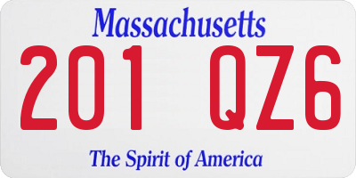 MA license plate 201QZ6