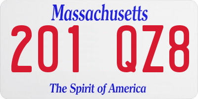 MA license plate 201QZ8