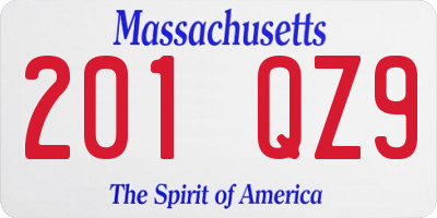 MA license plate 201QZ9