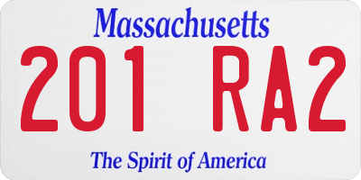 MA license plate 201RA2