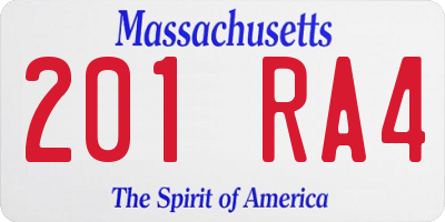 MA license plate 201RA4