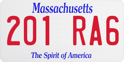 MA license plate 201RA6
