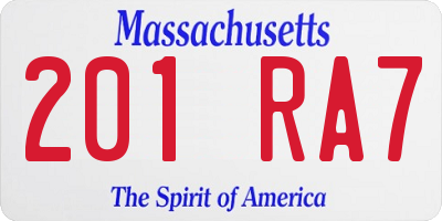 MA license plate 201RA7