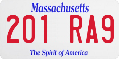 MA license plate 201RA9