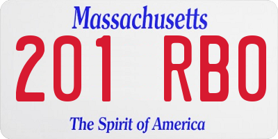 MA license plate 201RB0