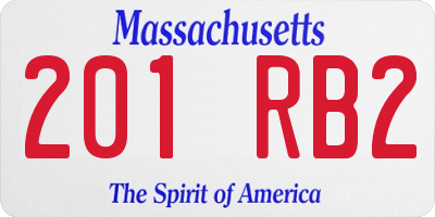 MA license plate 201RB2