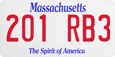 MA license plate 201RB3
