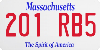 MA license plate 201RB5