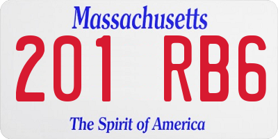 MA license plate 201RB6