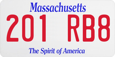MA license plate 201RB8
