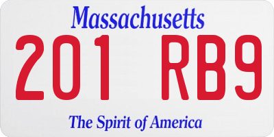 MA license plate 201RB9