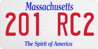 MA license plate 201RC2