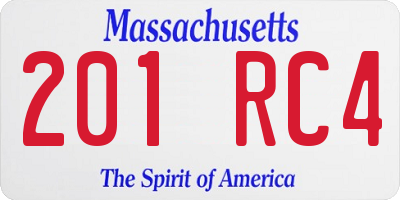 MA license plate 201RC4