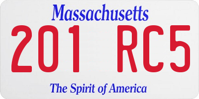 MA license plate 201RC5
