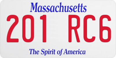 MA license plate 201RC6