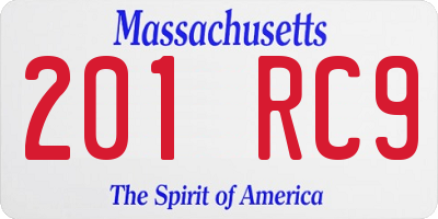 MA license plate 201RC9