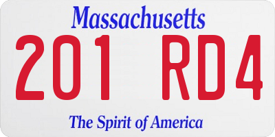 MA license plate 201RD4
