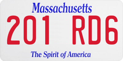 MA license plate 201RD6