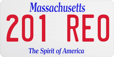 MA license plate 201RE0
