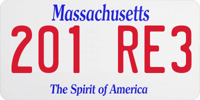 MA license plate 201RE3