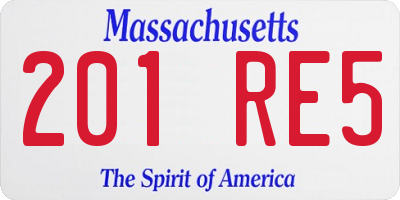 MA license plate 201RE5