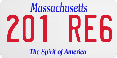 MA license plate 201RE6