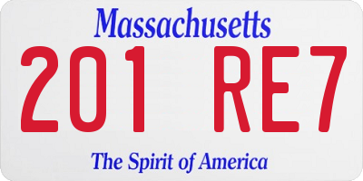 MA license plate 201RE7