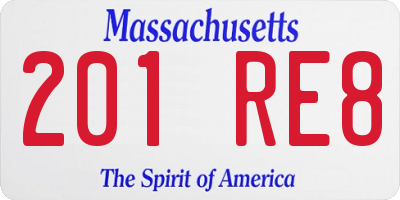 MA license plate 201RE8