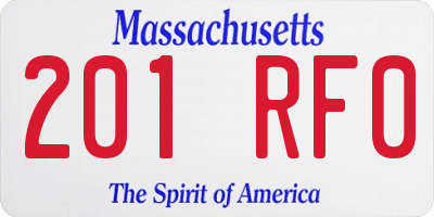MA license plate 201RF0