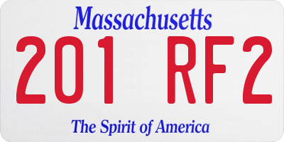 MA license plate 201RF2
