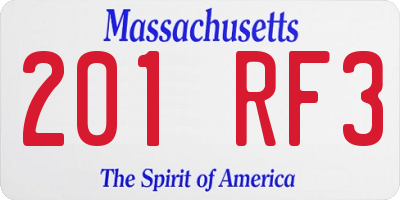 MA license plate 201RF3