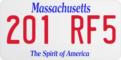 MA license plate 201RF5
