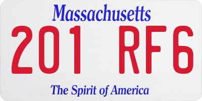 MA license plate 201RF6