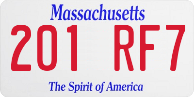 MA license plate 201RF7