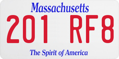 MA license plate 201RF8