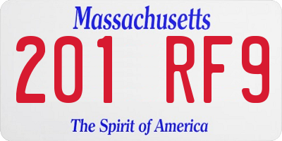 MA license plate 201RF9