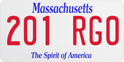 MA license plate 201RG0