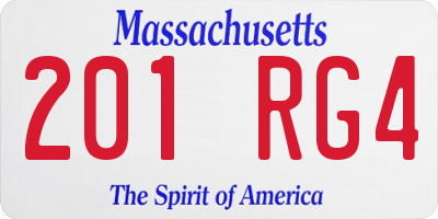 MA license plate 201RG4