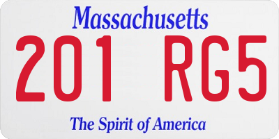 MA license plate 201RG5