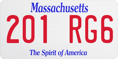 MA license plate 201RG6