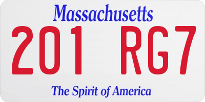 MA license plate 201RG7