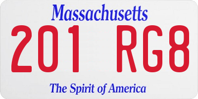 MA license plate 201RG8