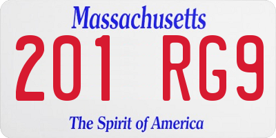 MA license plate 201RG9